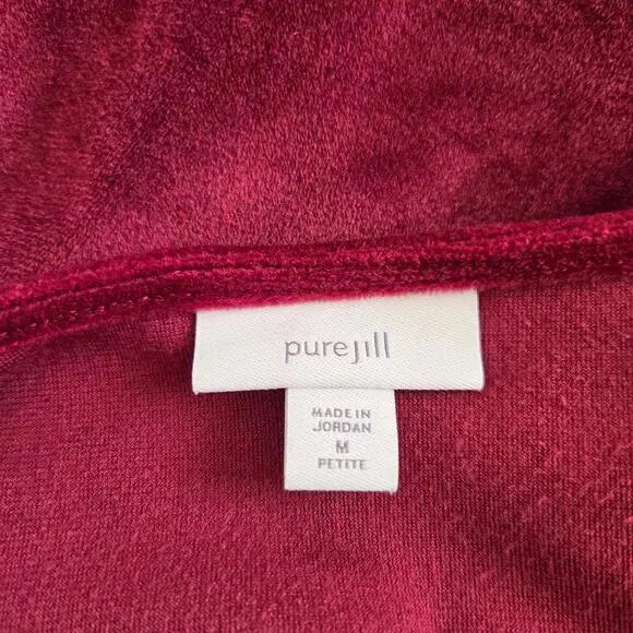 J Jill Velour Tunic Women Holiday Stretch Whimsigoth Winter Medium Petite - Picture 10 of 12